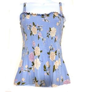 American Eagle Outfitters BLUE boho hem tank top. adjustable spaghetti strap XL